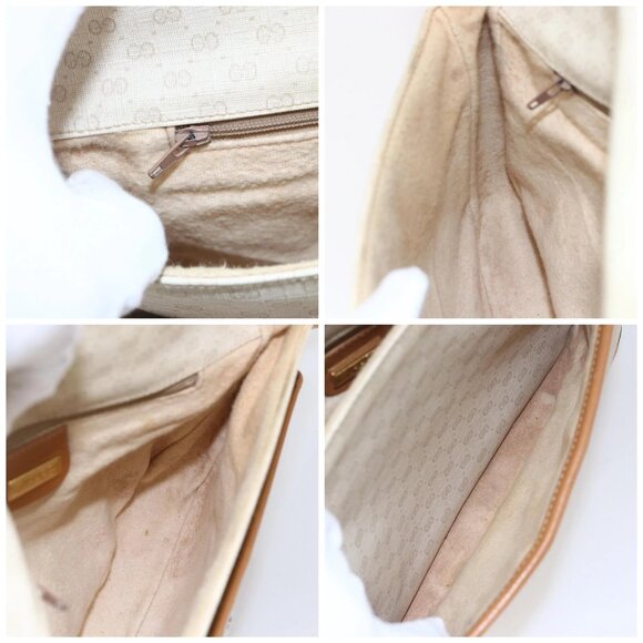 GUCCI Micro GG Supreme Shoulder Bag PVC White Gold Auth BA6748 - Picture 15 of 16